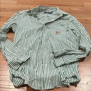 Ralph Lauren Green & White Striped Button-Down Shirt